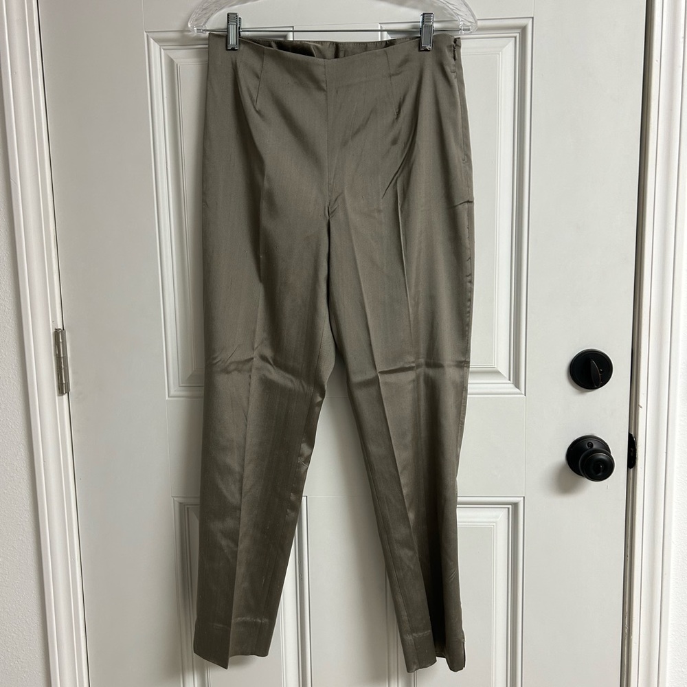 Chicos Shantung Ava Muted Olive Ankle Pants NWOT 0.5